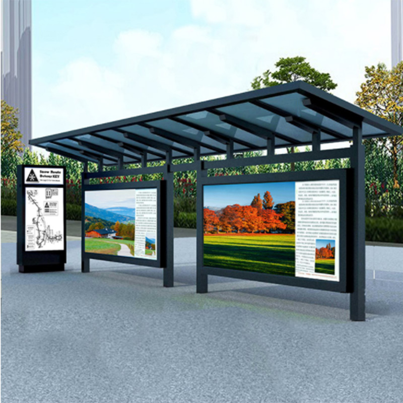 Outdoor Bus Shelter Advertising Bus Stop na may LED Screen